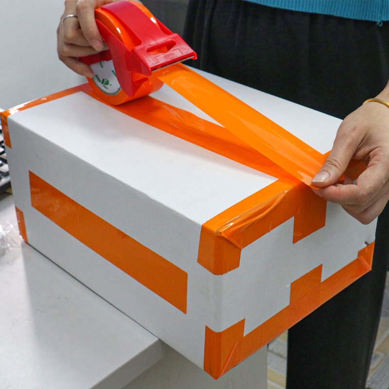 Heavy-Duty Orange Packing Tape with Dispenser - 1.88 Inch x 55 Yards, Refill Rolls Included