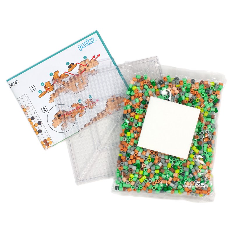 Dinosaurs Fused Bead Craft Kit for Kids - 3D Tyrannosaurus, Stegosaurus, Triceratops, 2000+ Beads