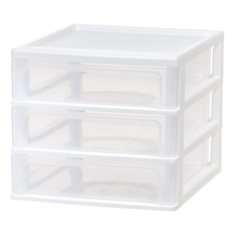 Medium 3-Drawer Desktop Organizer with Open Tray Top - Space-Saving Storage