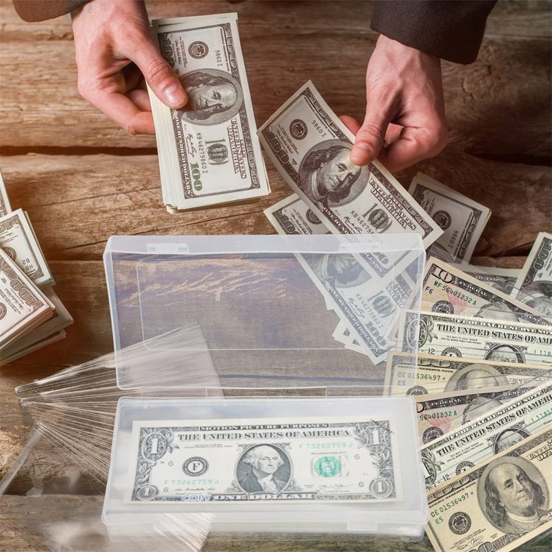 Clear Paper Money & Currency Collection Sleeves with Storage Case - 100 Pieces