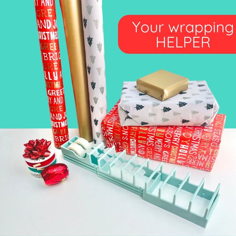 Gift Wrapping Tape Dispenser - Quickly Prepare 18 Tape Strips - Safe & Reusable