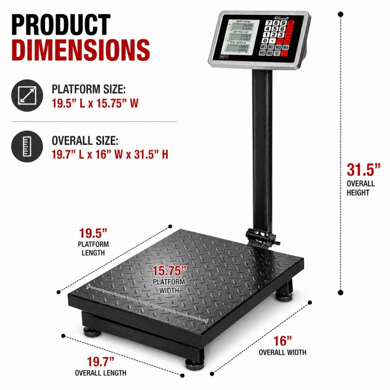 700 lb Digital Platform Scale with Price Computing Stainless Steel Surface