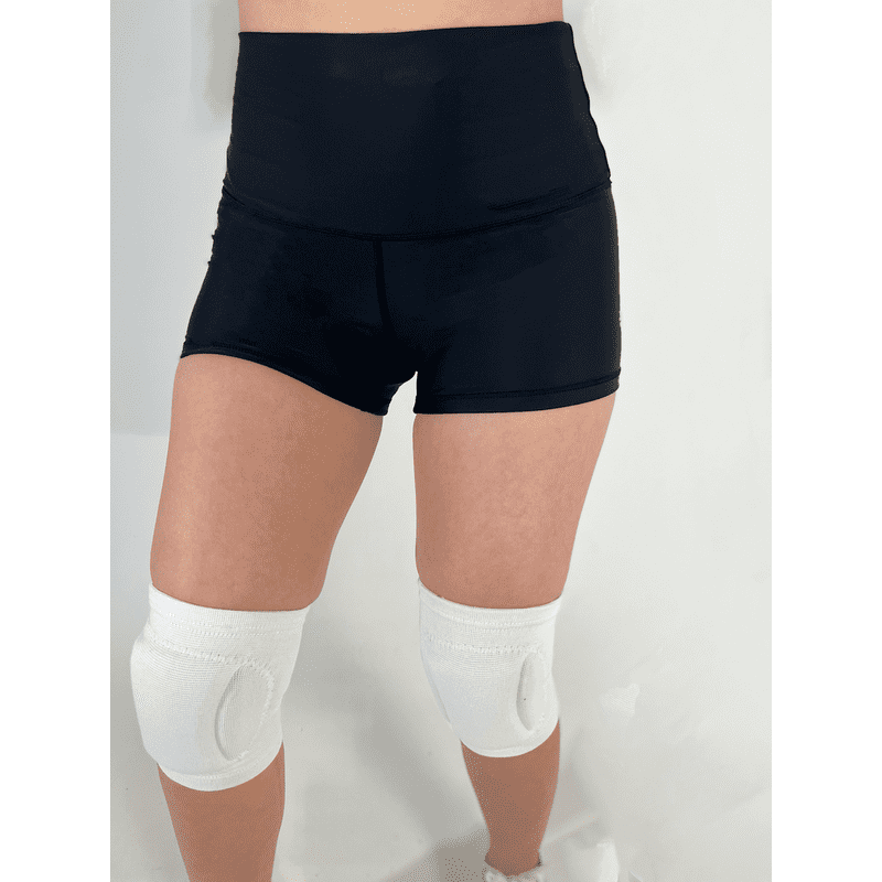 Women's Volleyball Shorts with Period Protection - High-Rise, Sweat-Wicking, Black