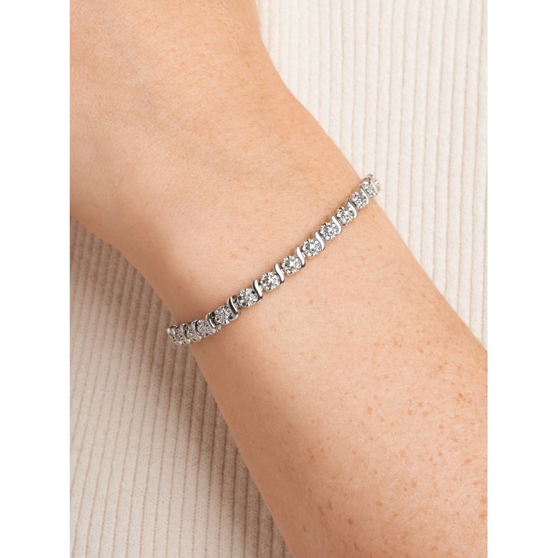 Diamond Accent Butterfly Charm Tennis Bracelet - 7.25 Inch Silver Gold Rose Gold