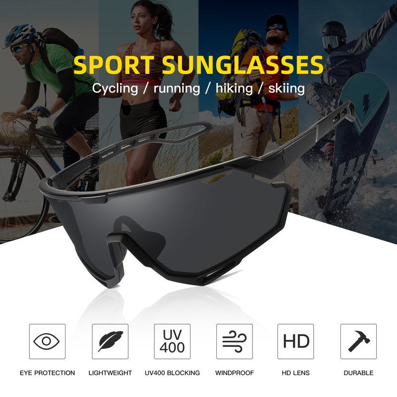 Cycling Sunglasses Sports Eyewear UV400 HD Lens Lightweight TR90 Frame
