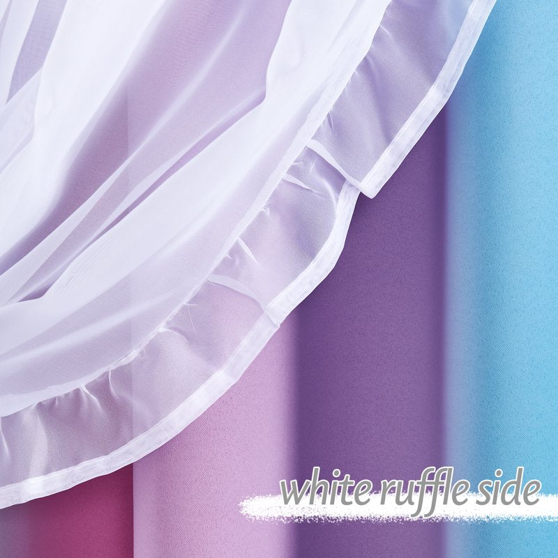 Colorful Rainbow Double Layer Room Darkening Curtains for Kids Bedroom