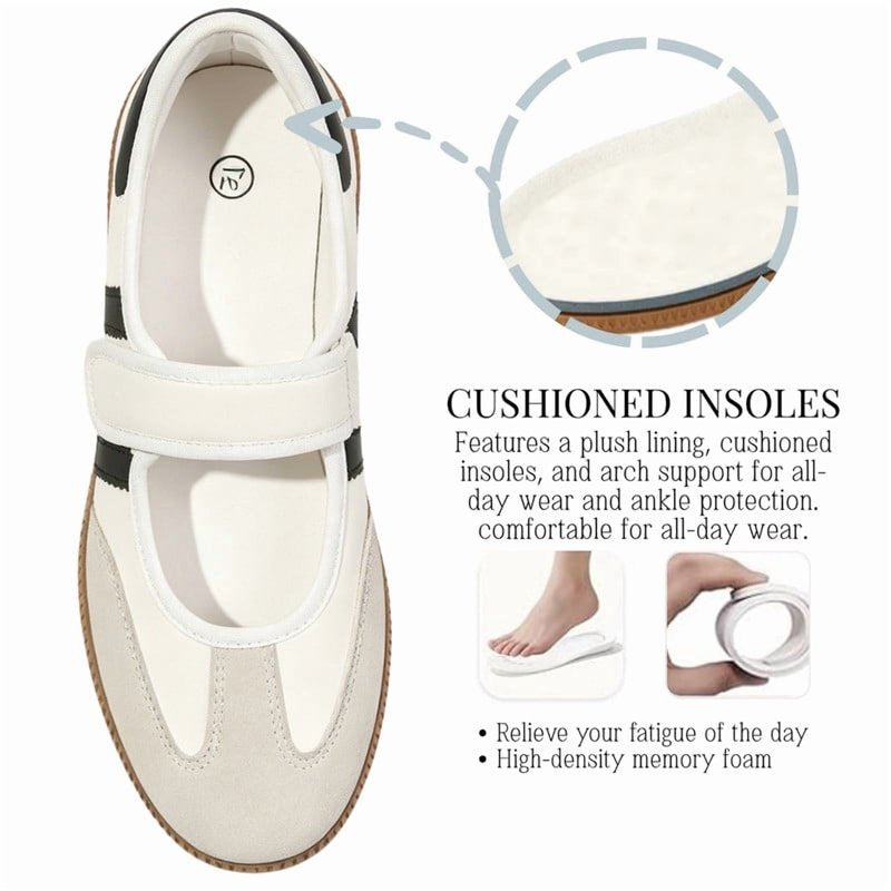 Mary Jane Style Casual Sneakers for Women - Retro Flat Sole Slip-On Shoes