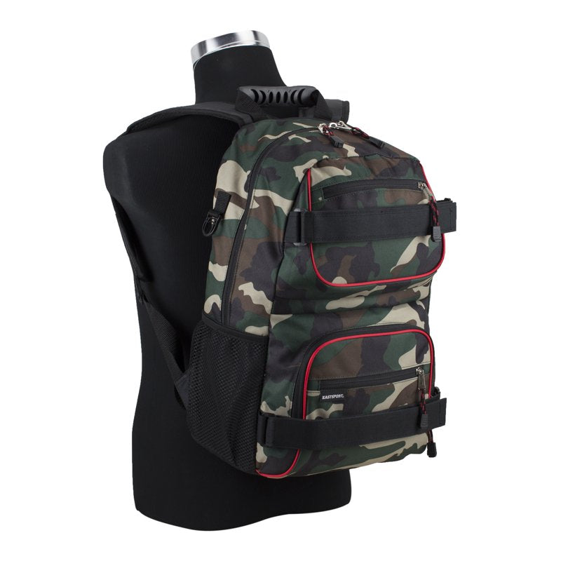 Skater Backpack with Double Straps & Laptop Sleeve – Durable Camo School Bag