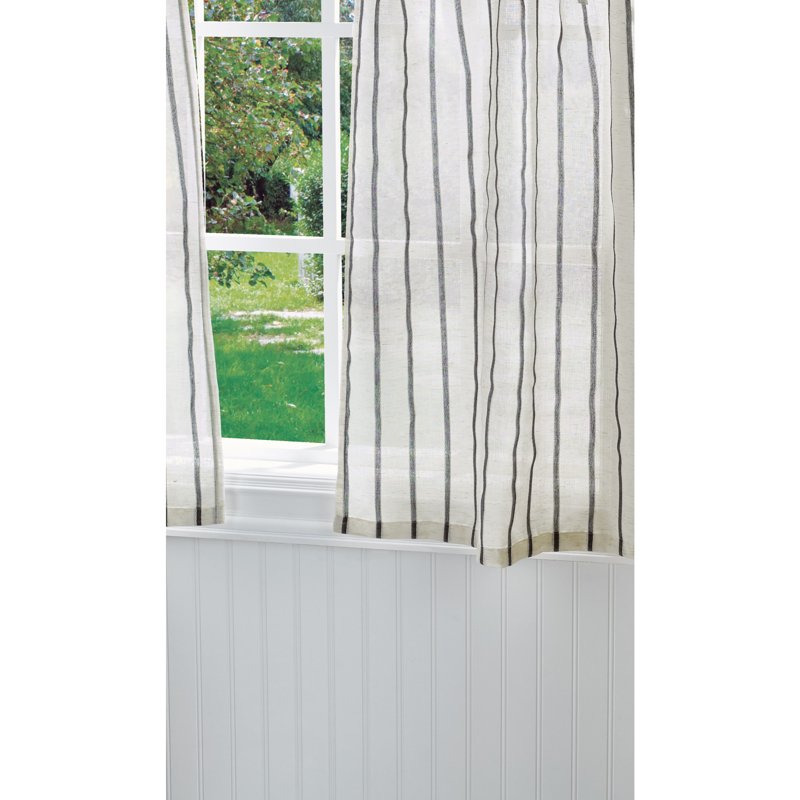 Indoor Window Valance & Tier Set - Gray Semi-Sheer Coastal Style 54" x 14"
