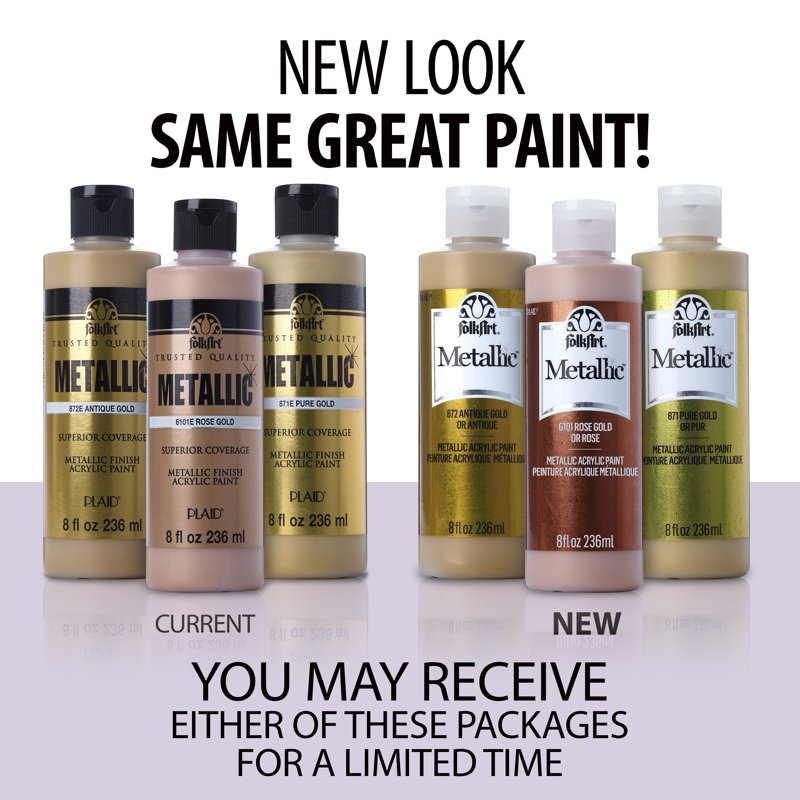 Metallic Acrylic Craft Paint - Gold Finish, 8 Fl Oz | DIY Art Supplies
