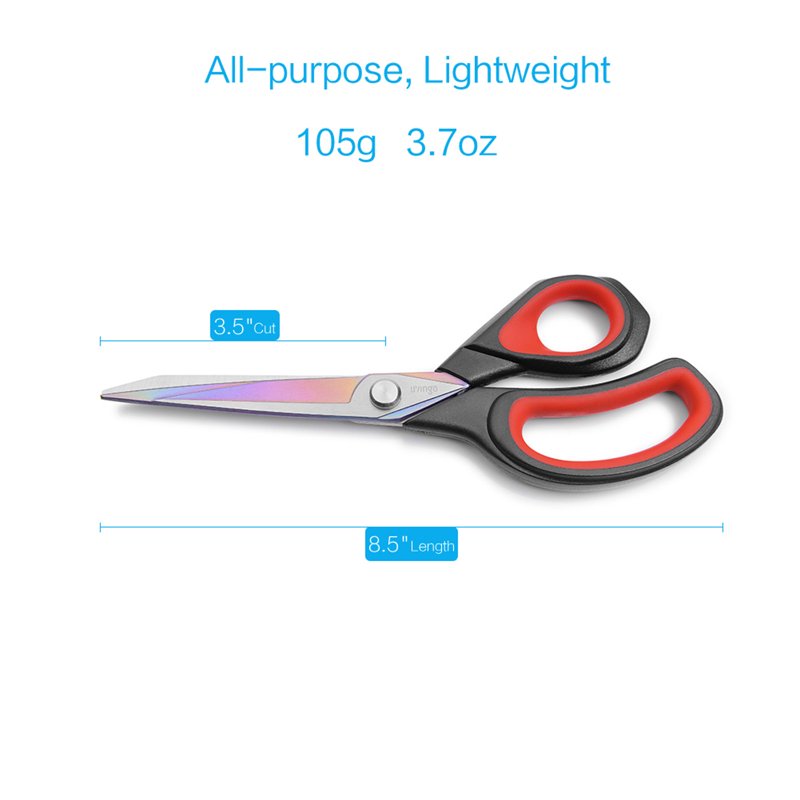 LIVINGO Heavy Duty Fabric Scissors Titanium 8.5" - Red & Black, Variation: 8.5"