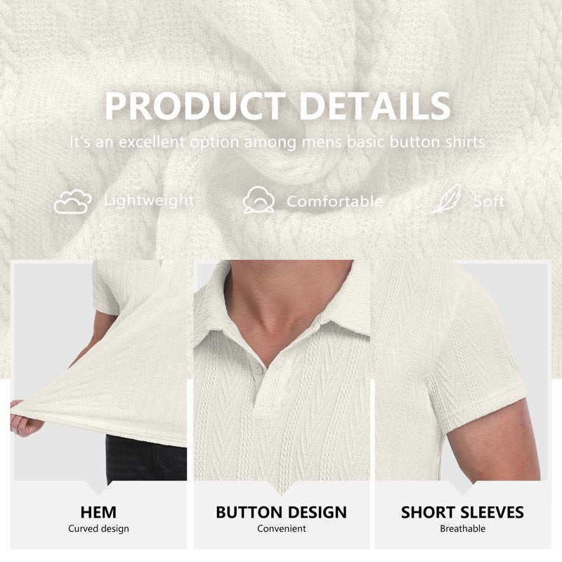 Men's Short Sleeve Polo Shirt Lightweight Cotton Casual Golf Top