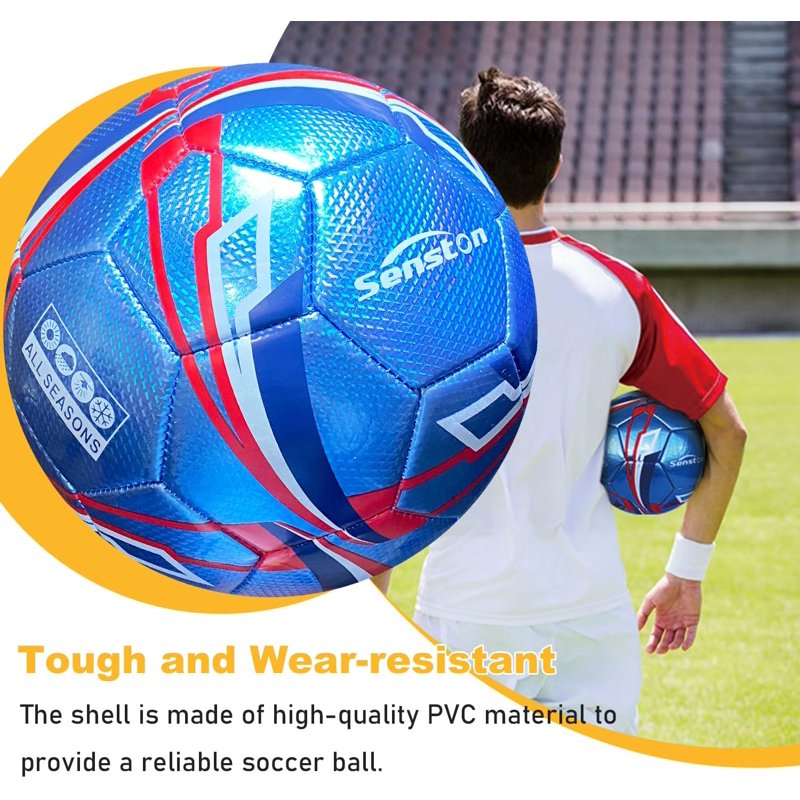 Senston Size 4 Soccer Ball Training Ball with Pump - Official Match Quality for Adults & Youth (Blue, Variation of THIS listing)