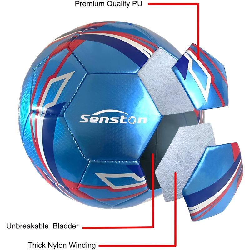 Senston Size 5 Soccer Ball with Pump - Official Match Ball for Training & Games (Blue, Variation: Size 5)