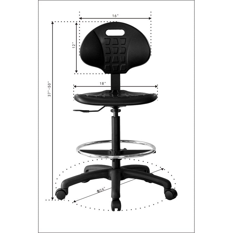 Tall Drafting Stool with Footring - Adjustable Polyurethane Ergonomic Chair