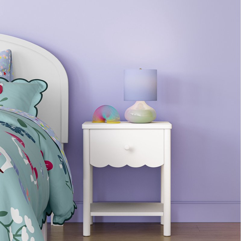 Kids 14-Inch Iridescent Table Lamp with Aqua Shade – Indoor Bedroom Lighting