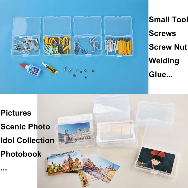 Multi-Functional Photo Storage Box with 16 Clear Photo Cases, Portable Organizer for Pictures, Crafts, and Office Supplies