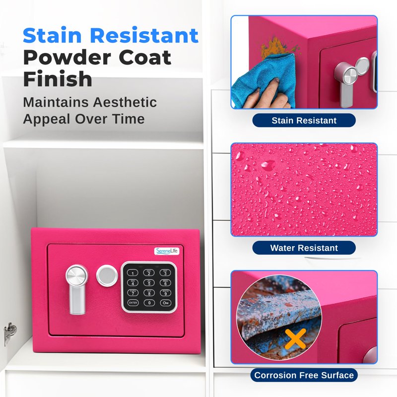 Heavy Duty Electronic Safe Box - Small Wall & Floor Mountable Lockbox for Cash Jewelry & Firearms