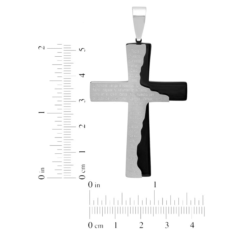 Men's Cross Pendant Necklace Stainless Steel Lord's Prayer Jewelry Multiple Colors