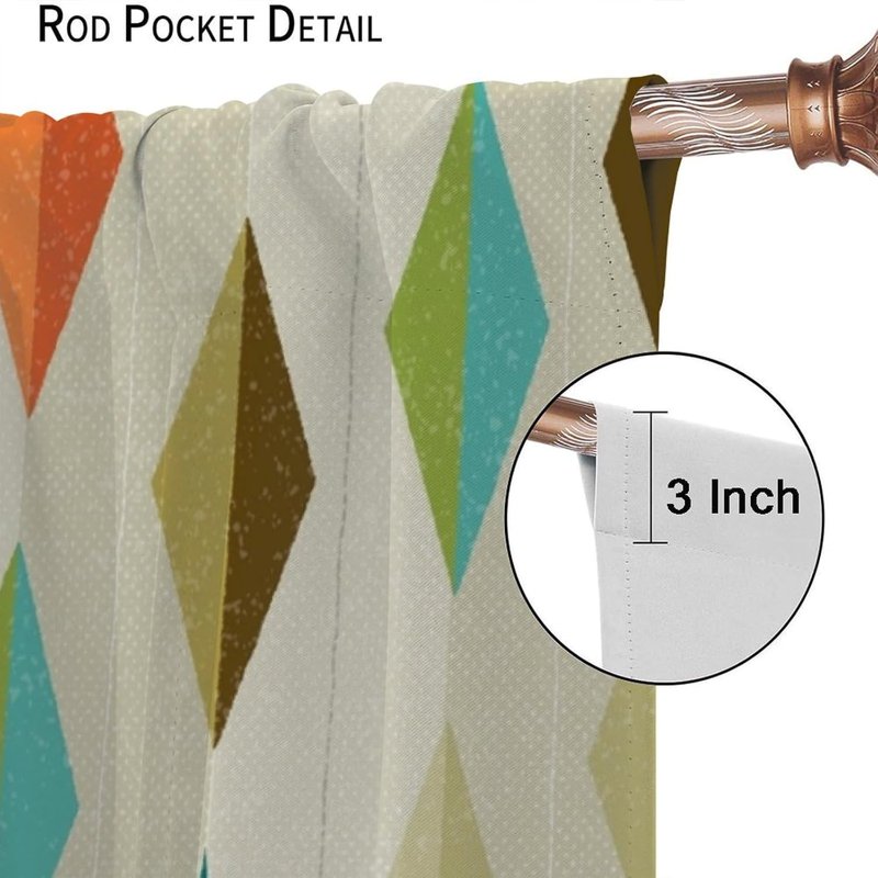 Mid Century Style Grunge Atomic Pattern Curtains - Thermal Insulated 2 Panel Sets