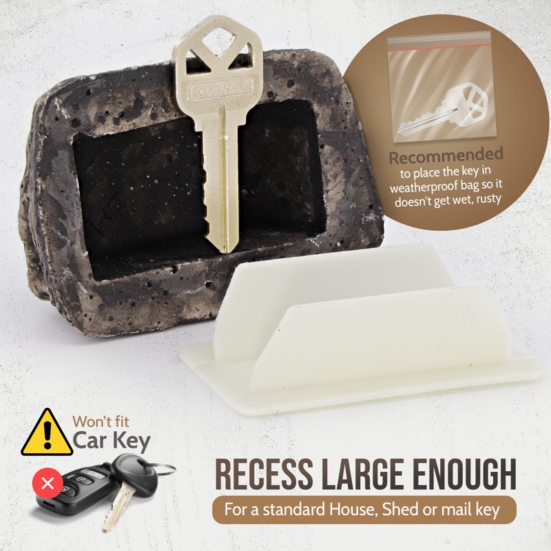 Fake Rock Hide-a-Spare Key - Weatherproof Garden Key Hider for Outdoor Security