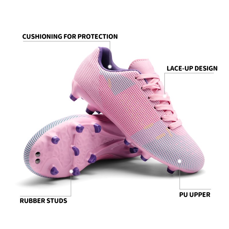 Dream Pairs Kids Soccer Cleats Pink Purple SDSO224K Size 1 - Boys & Girls Football Shoes