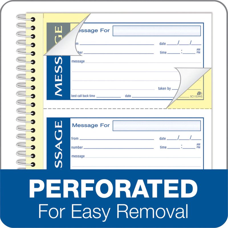 Repositionable Write 'n Stick Phone Message Book, 200 Sets, Spiral Bound