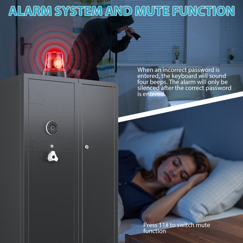 15-20 Rifle Gun Safe with Digital Keypad, Unassembled Steel Cabinet, Adjustable Rack