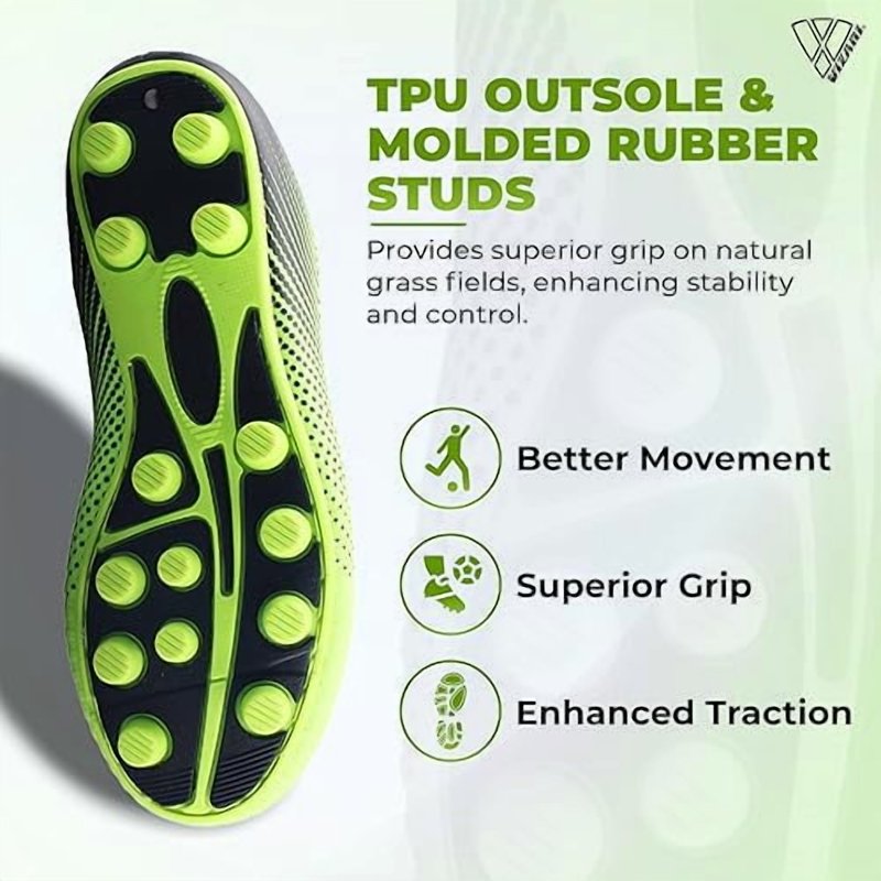 Vizari Stealth Firm Ground Kids Soccer Cleats - Green/Black, 2 (Variation 2)