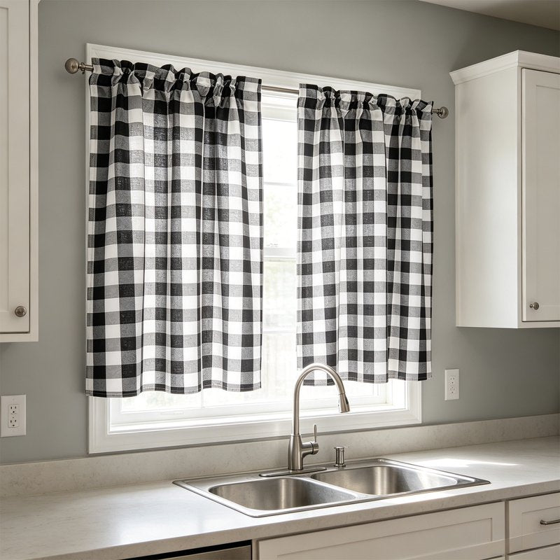 Light Filter Nylon Cafe Curtains - 2 Panels Insulated Window Coverings - 39x28in