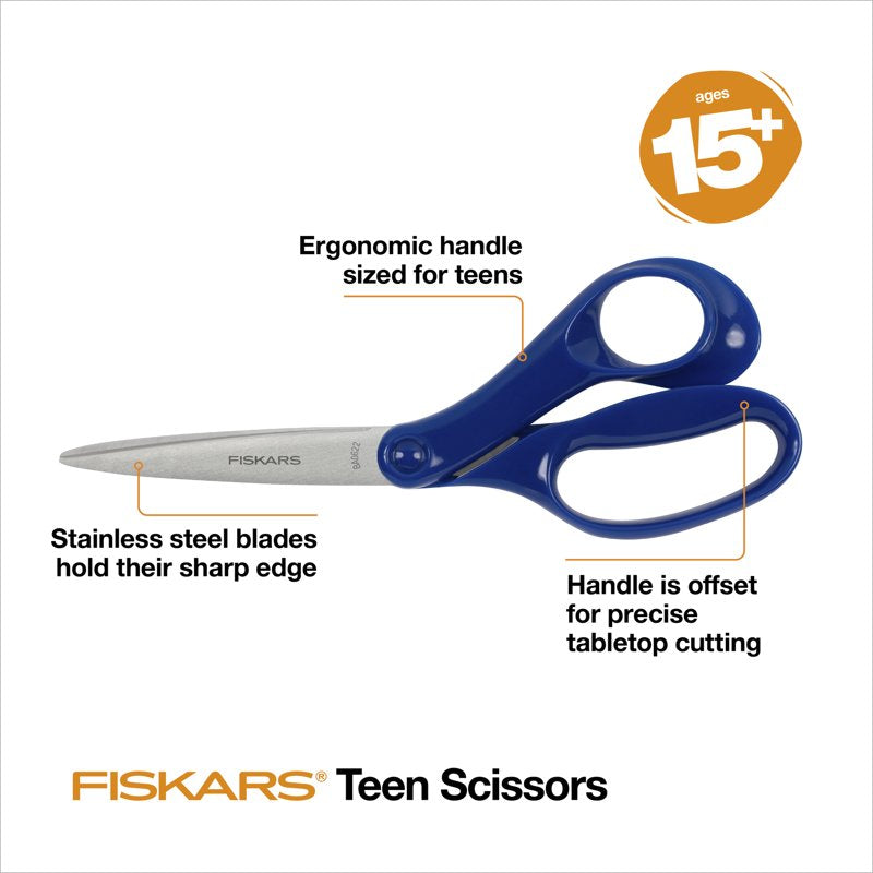 2 Pack School & Office Scissors - 8-Inch Pointed Metal Cutting Tools