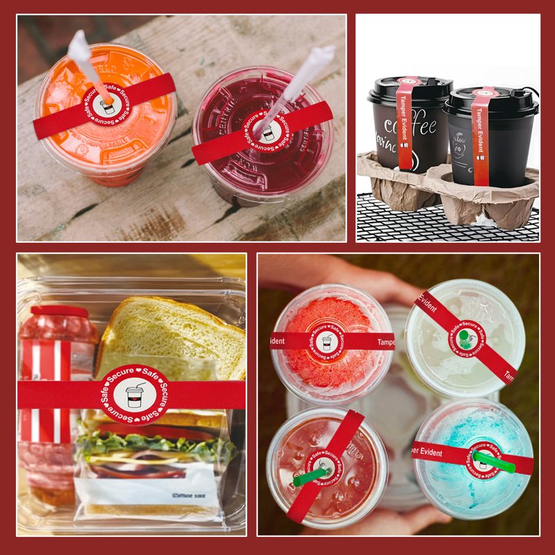 500 Pcs Tamper Evident Drink Seal Stickers for Coffee & Food Containers