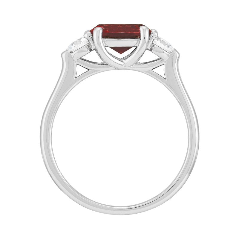Sterling Silver Oval Garnet Ring with Cubic Zirconia - Elegant Jewelry