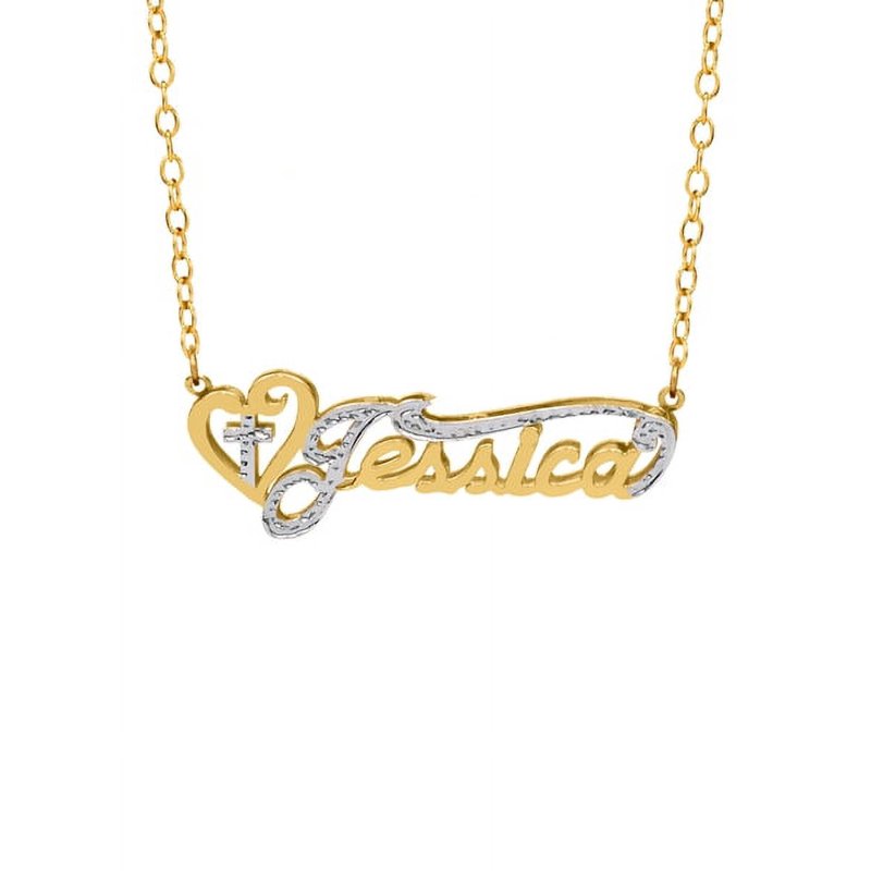 Personalized Religious Name Necklace with Heart and Cross - Customizable Gift Jewelry