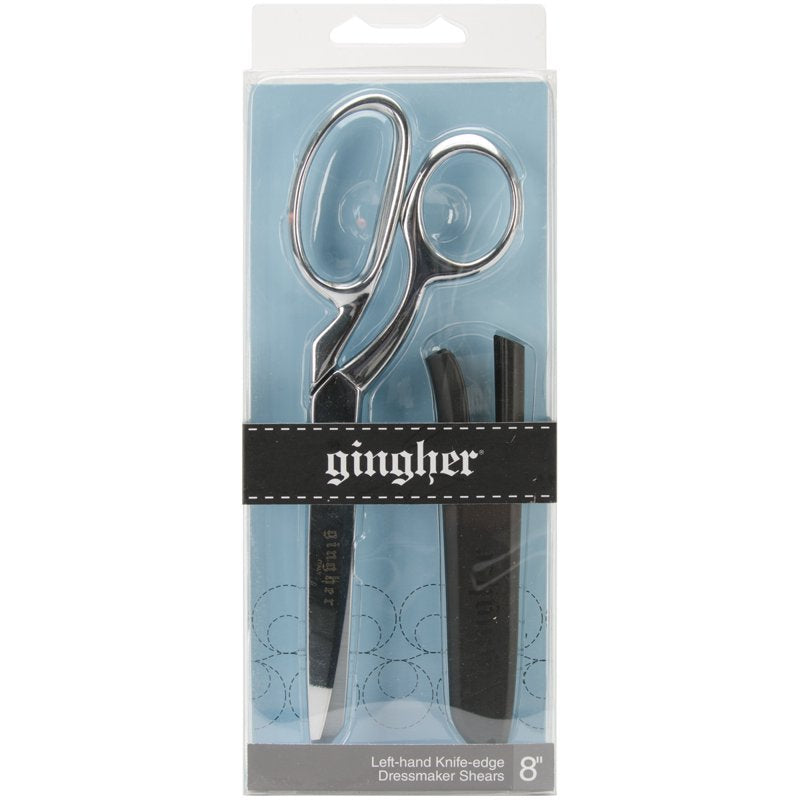 Left-Hand Dressmaker Shears 8 Inch Knife-Edge Fabric Scissors - Silver