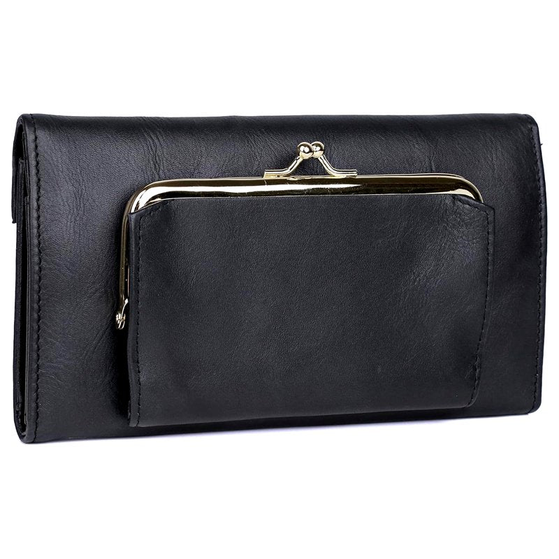 Women's Leather Clutch Organizer with Removable Checkbook & Card Slots