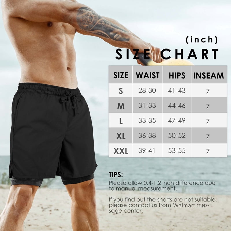 Men's Athletic Shorts with Liner - 7-Inch Inseam, Quick-Dry, Supportive Workout Gear