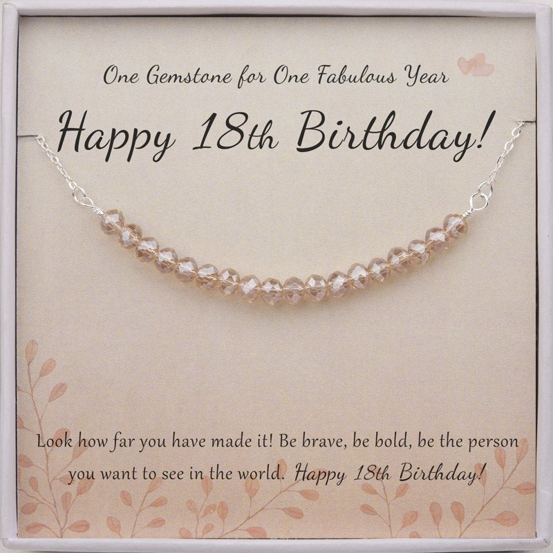 Sterling Silver Beads Necklace for 18th Birthday Gift for Girls - 18 Beads Jewelry