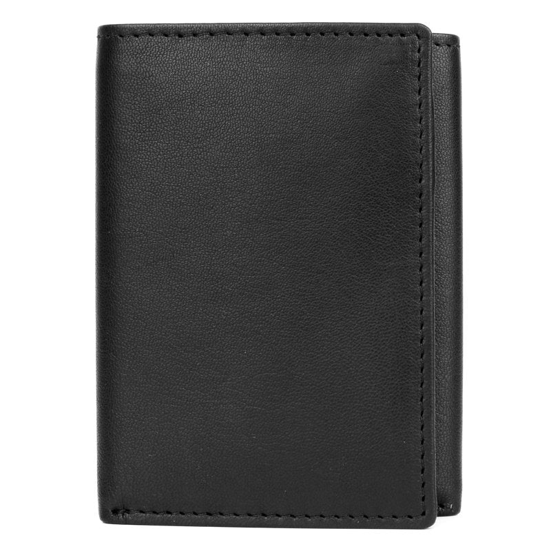 Men's Leather Bifold Wallet with ID Window & Card Slots - Black & Brown Options