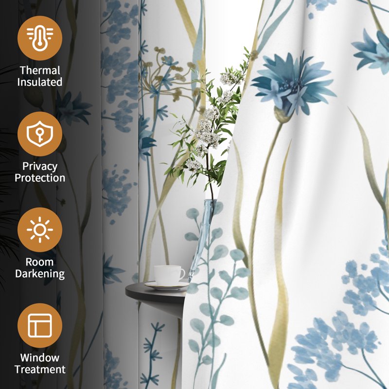 Blackout Window Curtains Grommet Top 2 Panels - Boho Style for Bedroom & Living Room