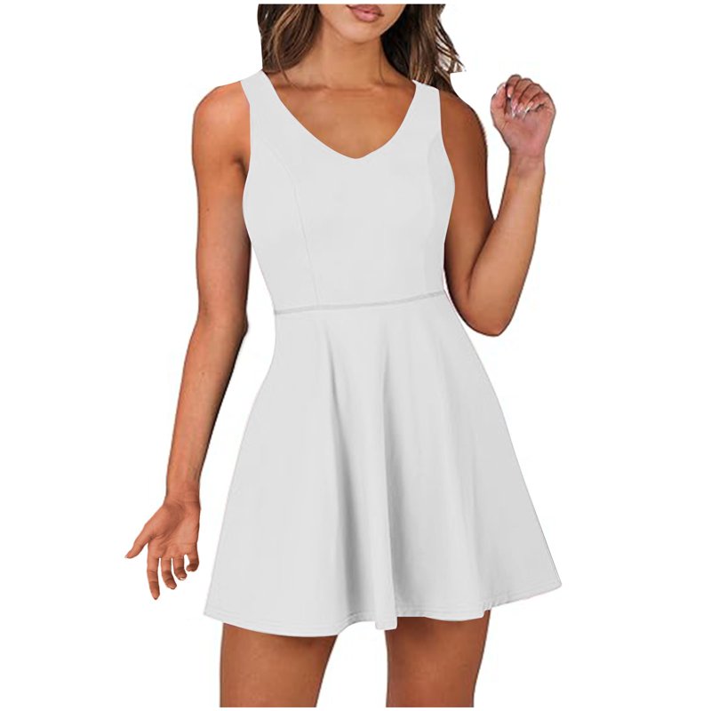 Women’s Tennis Dress with Built-In Shorts & Bra - Athletic Workout Skirt