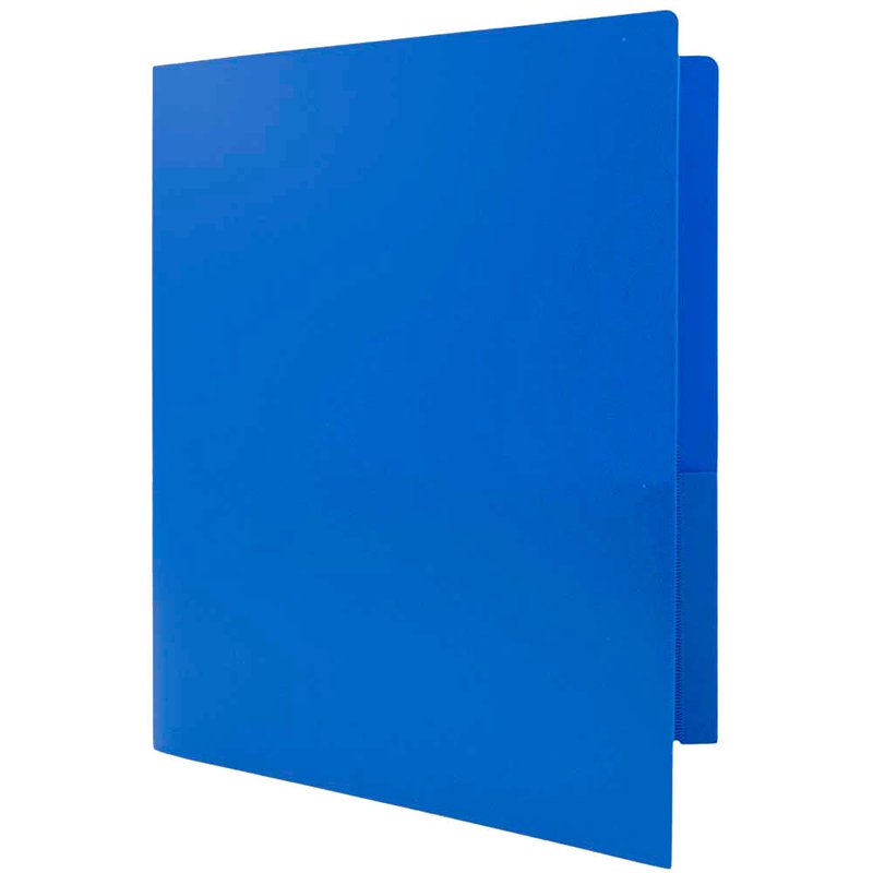 Heavy Duty Plastic Pocket Folders - Blue, 3 Pack, 2 Pockets Each, 9.5 x 11.625 Inches