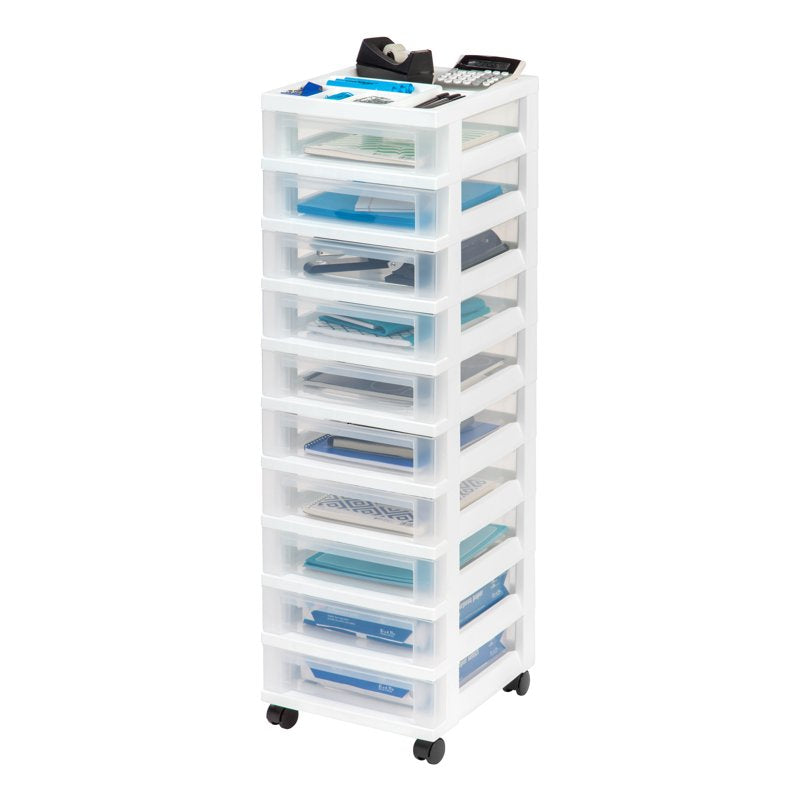 Rolling Plastic Storage Cart with Drawers for Classroom and Home Organization