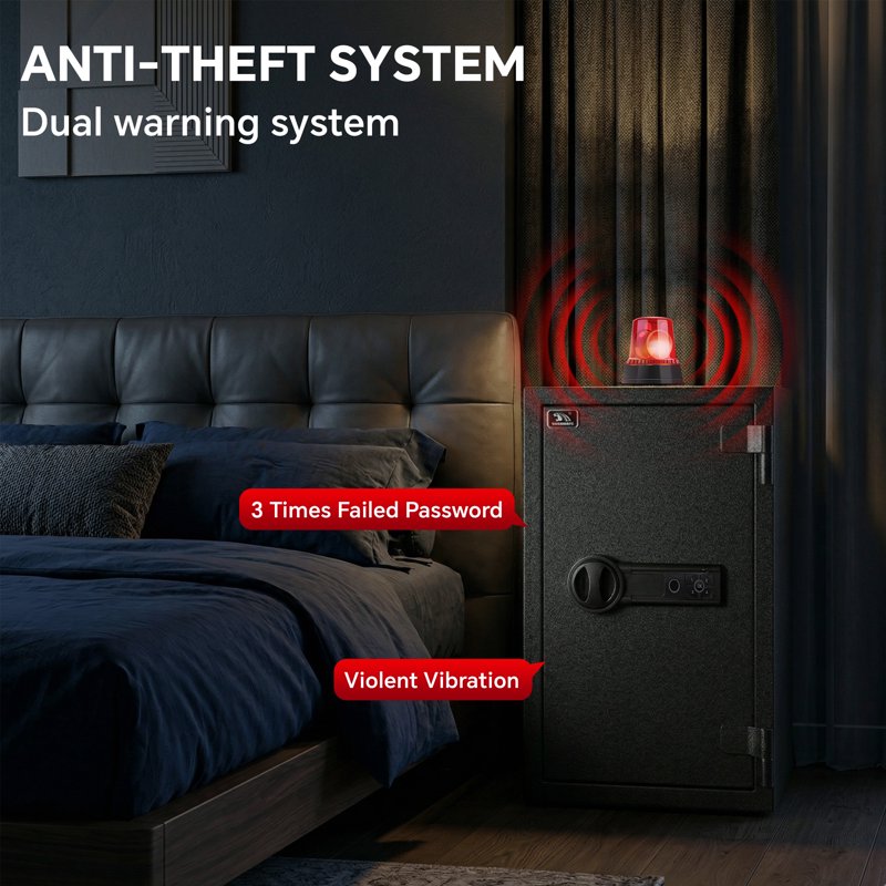 Biometric Fireproof Safe Box with Digital Keypad and Removable Shelves - Home & Office Security