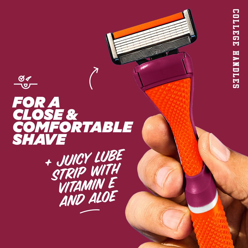 6-Blade Razor Starter Set with Diamond Grip Handle - Reusable Shaving Kit