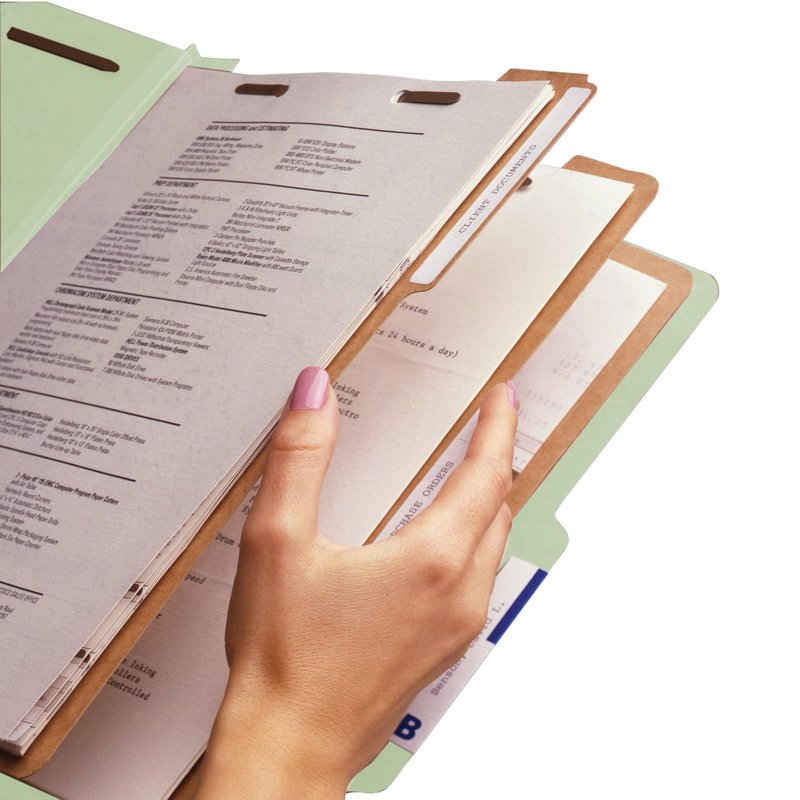 Recycled Pressboard Classification File Folder with Fasteners & Dividers