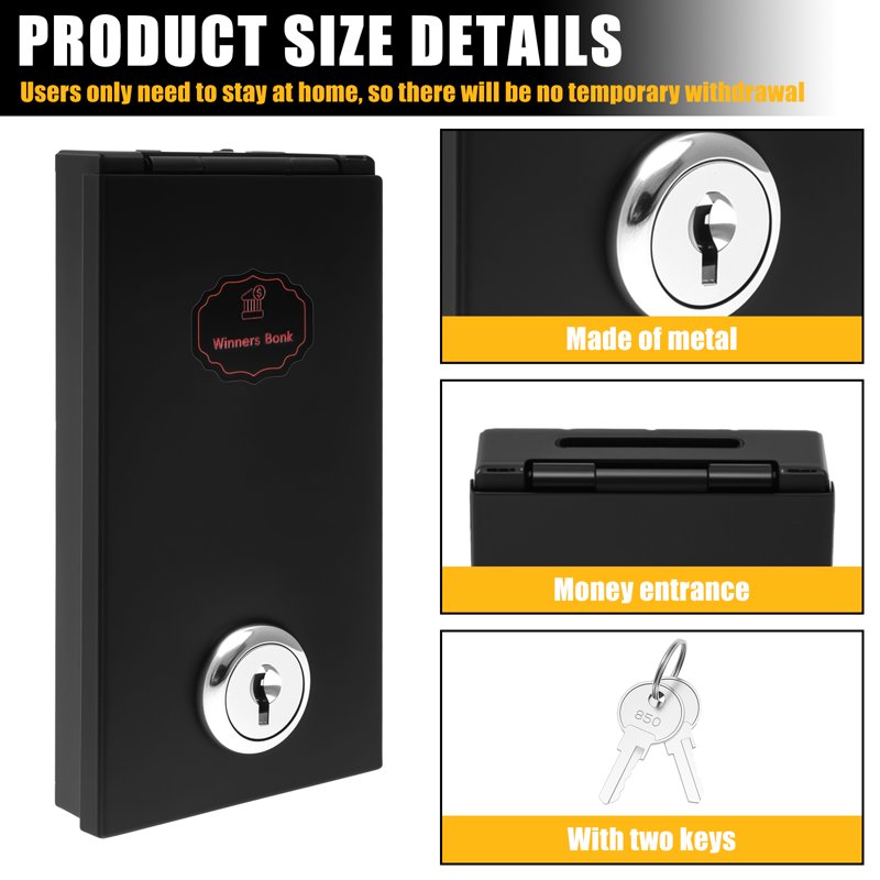 Portable Metal Cash Box for Gamblers with Keys - Compact Locking Safe