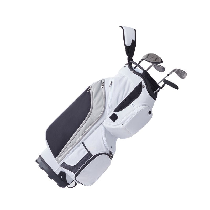 Golf Bag with 14-Way Divider, 36", 13 Pockets, White Color-Block Design – Waterproof, Durable