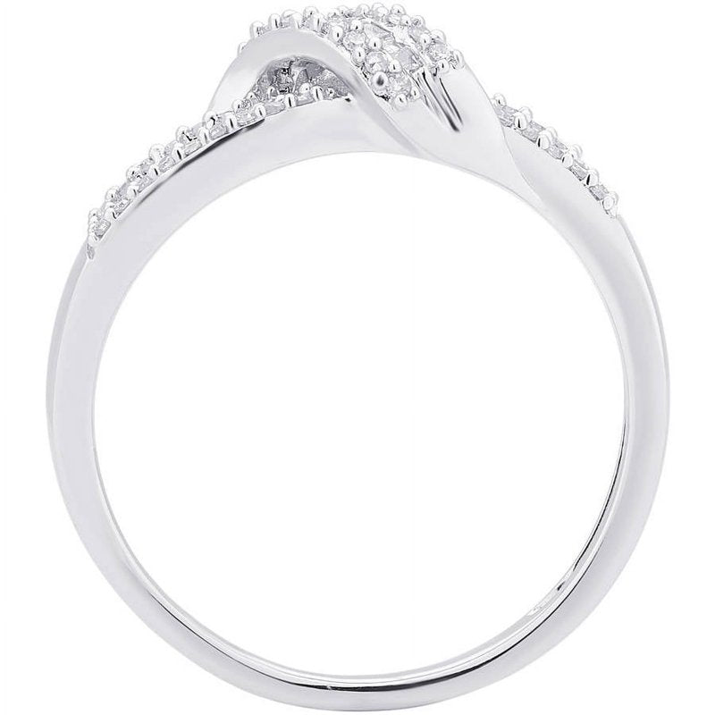 Sterling Silver Diamond Engagement Ring Twisted Band 1/4 Carat T.W.