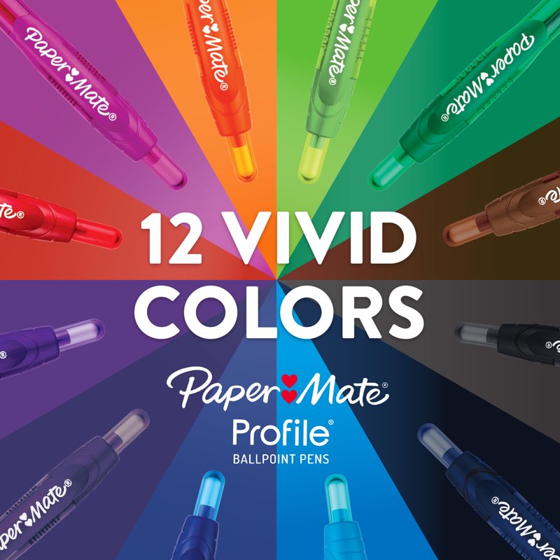 Paper Mate Profile Retractable Ballpoint Pens, 1.4mm, Black, 8 Count